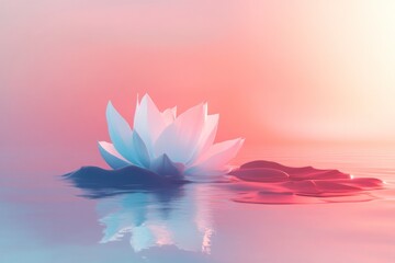 White Lotus Flower Floating Peacefully on Water with Pastel Background