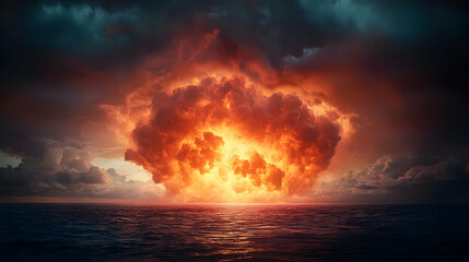 Naklejka premium Fiery Storm Over The Sea