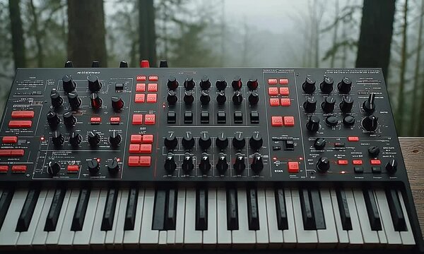 Analog synthesizer keyboard with many controls