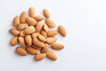 Obraz premium A pile of almonds isolated on white background.