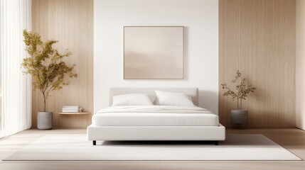 Minimalist bedroom with warm tones