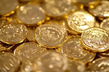 A pile of gold-colored coins