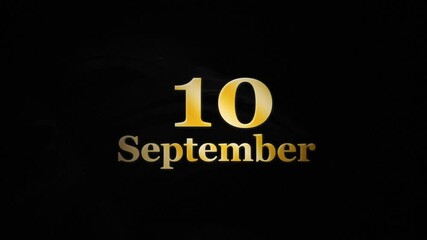 10 September Text Animation, Golden 10 September, 10th September Letter Effects 
