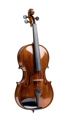 Fototapeta premium An antique wooden violin, a classic instrument ready for a musical performance against a white background.