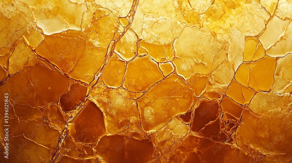 Aufkleber a close up of a golden brown marble surface with intricate cracks and patterns throughout the frame