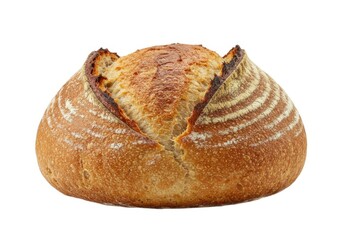 Freshly baked loaf of sourdough bread on white background isolated on white background