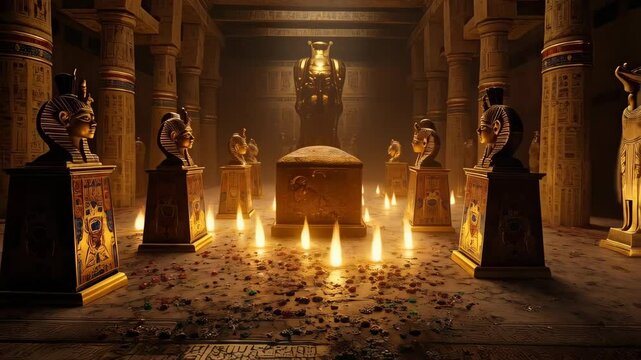 Discovering ancient secrets in a mystical Egyptian tomb filled with treasures and history