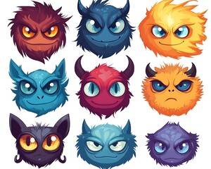 Cute Monsters Set, Cartoon Design