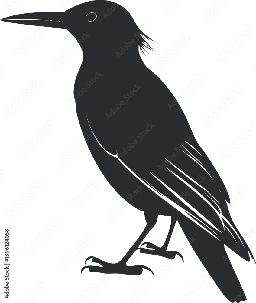 Poster stylized silhouette of a bird showcasing elegant lines and features in a minimalist design.
