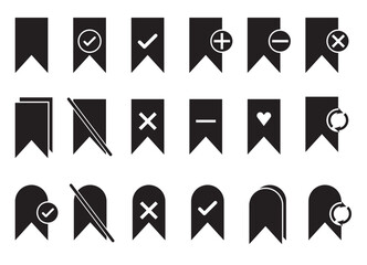 Bookmark outline vector icons. Save, label, tag sign. Bookmark pictogram collection