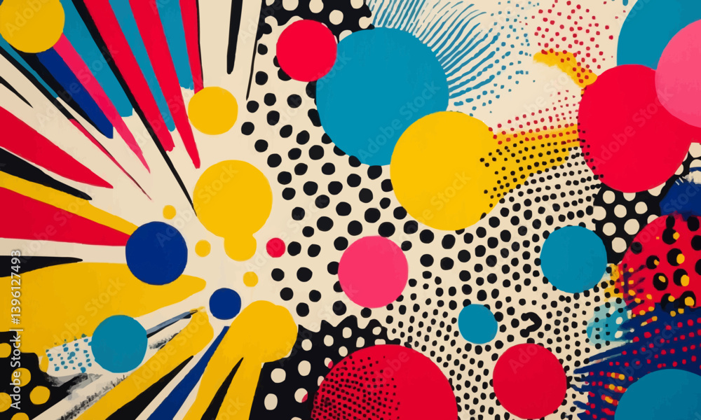 Poster a burst of bright colors and bold shapes creates an energetic and striking popart backdrop, captivat