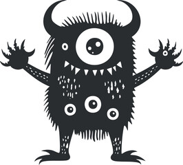 Naklejka premium A playful cartoon monster with multiple eyes and quirky features, perfect for children's illustrations.