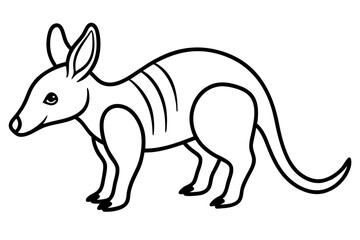aardvark silhouette line art vector illustration