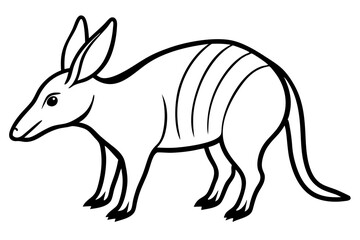 aardvark silhouette line art vector illustration