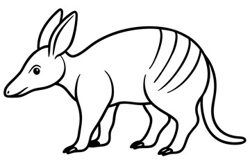aardvark silhouette line art vector illustration