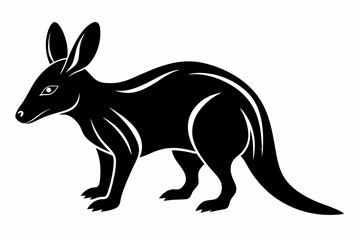 aardvark silhouette line art vector illustration