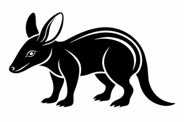 aardvark silhouette line art vector illustration
