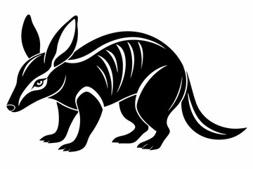 aardvark silhouette line art vector illustration
