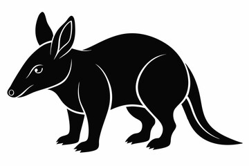 aardvark silhouette line art vector illustration