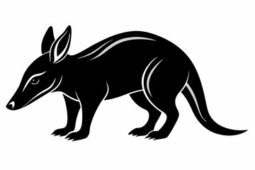 aardvark silhouette line art vector illustration