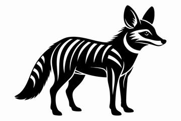 aardwolf silhouette line art vector illustration