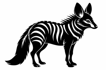 aardwolf silhouette line art vector illustration