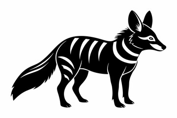 aardwolf silhouette line art vector illustration