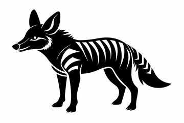 aardwolf silhouette line art vector illustration