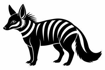 aardwolf silhouette line art vector illustration