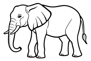 Fototapeta premium african elephant silhouette line art vector illustration