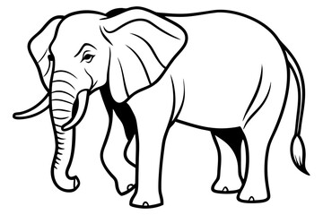 Fototapeta premium african elephant silhouette line art vector illustration