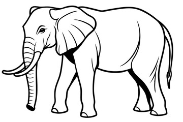 Fototapeta premium african elephant silhouette line art vector illustration