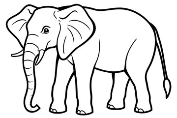 Fototapeta premium african elephant silhouette line art vector illustration