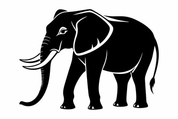 Fototapeta premium african elephant silhouette line art vector illustration