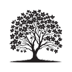 Fototapeta premium Dogwood Tree Vector Silhouette, Beautiful Nature Tree Outline, Spring-Inspired Clipart for Wall Art, Logos, Stickers, Apparel, Digital Prints, Crafts, Posters, and Home Decor.