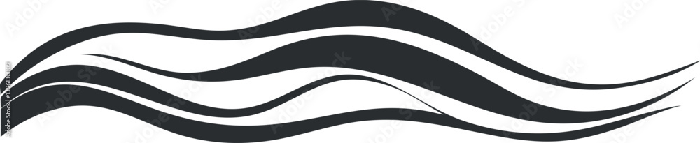 Poster abstract black and white waves design representing fluidity and movement in a modern style.