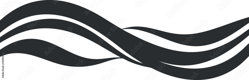 Poster abstract black and white wave design with smooth curves and flowing shapes for artistic backgrounds.