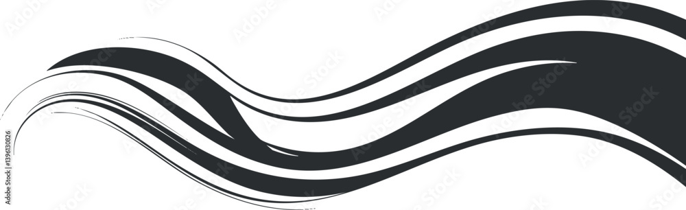 Aufkleber abstract black and white wave design with smooth flowing lines and curves for modern visuals.