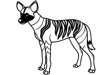 african wild dog silhouette line art vector illustration