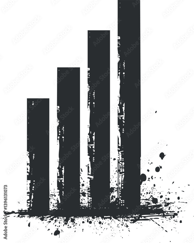 Poster abstract illustration of a bar chart showing growth with a splash paint effect.