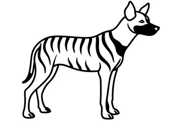 african wild dog silhouette line art vector illustration