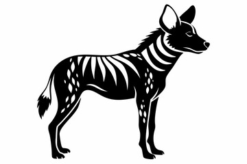 african wild dog silhouette line art vector illustration