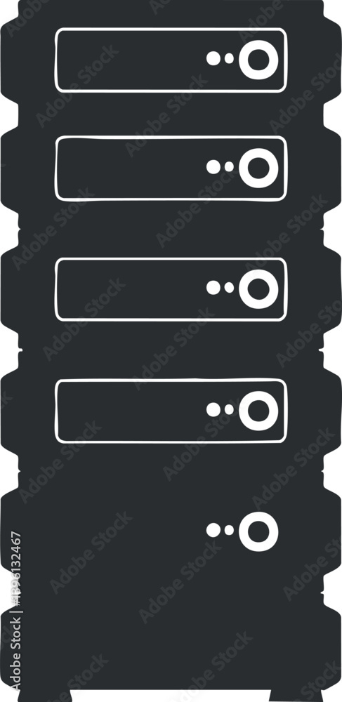 Aufkleber illustration of a server rack showcasing multiple servers in a data center environment