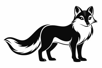 arctic fox silhouette line art vector illustration