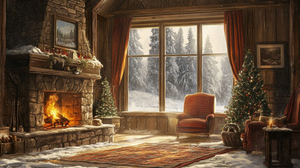 Cozy Winter Retreat: Warmth by the Fireplace

