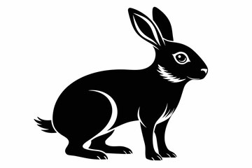 arctic hare silhouette line art vector illustration