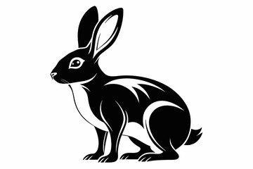 arctic hare silhouette line art vector illustration