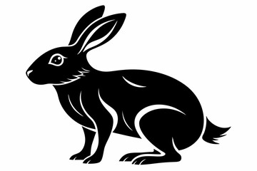 arctic hare silhouette line art vector illustration