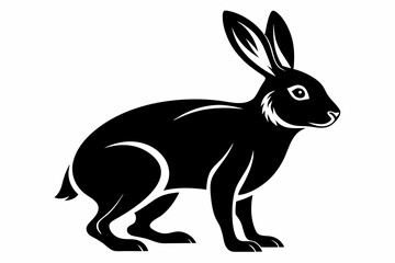 arctic hare silhouette line art vector illustration