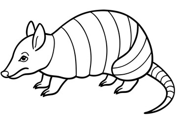 armadillo silhouette line art vector illustration